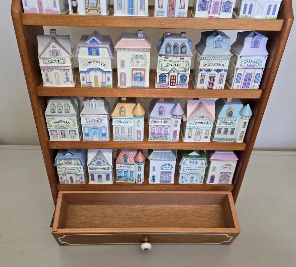 1989 Lenox Spice Village Complete Set with Original Rack 24 Jars