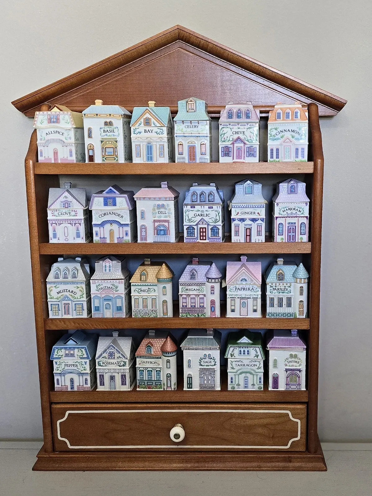 1989 Lenox Spice Village Complete Set with Original Rack 24 Jars